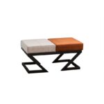 Σκαμπώ Benve 92x44x46cm μέταλλο ύφασμα μπεζ πορτοκαλί ed9720 - Image 2