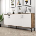 Μπουφέ Viterbo καρυδί λευκό χρώμα μελαμίνη 180x35x78cm ed977 - Image 5