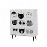 Ντουλάπι Cats άσπρο μαύρο κίτρινο μελαμίνη 95x36x111εκ ed978 - Image 5