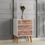 Συρταριέρα Chieti λευκό καρυδί χρώμα μελαμίνη 50x35x68cm ed97