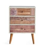 Συρταριέρα Chieti λευκό καρυδί χρώμα μελαμίνη 50x35x68cm ed97 - Image 3