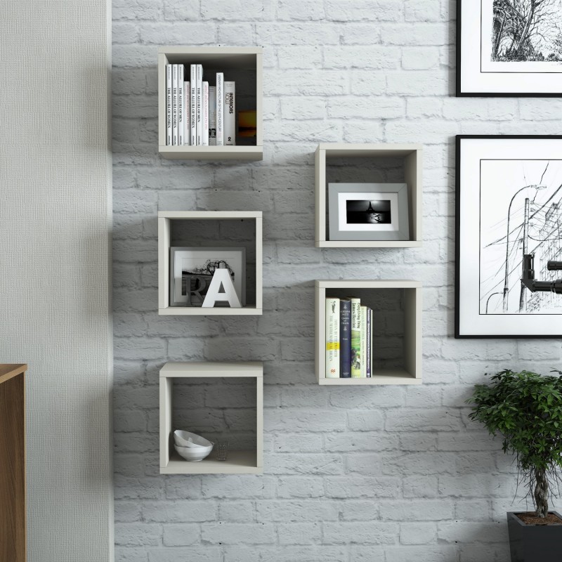 9942_0-800x800 Ραφιέρα τοίχου Box κρεμ μελαμίνη 30x24cm ed9942 - Image 1