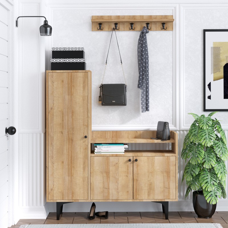 994_0-800x800 Έπιπλο εισόδου Barney δρυς μελαμίνη με κρεμάστρα 120x35x116εκ ed994 - Image 1