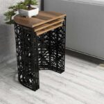 Τραπεζάκια σαλονιού set Ferfor καρυδί χρώμα 46x33x62cm ed9970 - Image 5