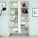 Set γραφείο και βιβλιοθήκη Mantallo κρεμ χρώμα μελαμίνη 120x60x78 8cm ed9976 - Image 3