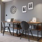 Γραφείo Doppio καρυδί χρώμα μελαμίνη μέταλλο 240x60x74cm ed99 - Image 4