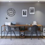 Γραφείo Doppio καρυδί χρώμα μελαμίνη μέταλλο 240x60x74cm ed99 - Image 3