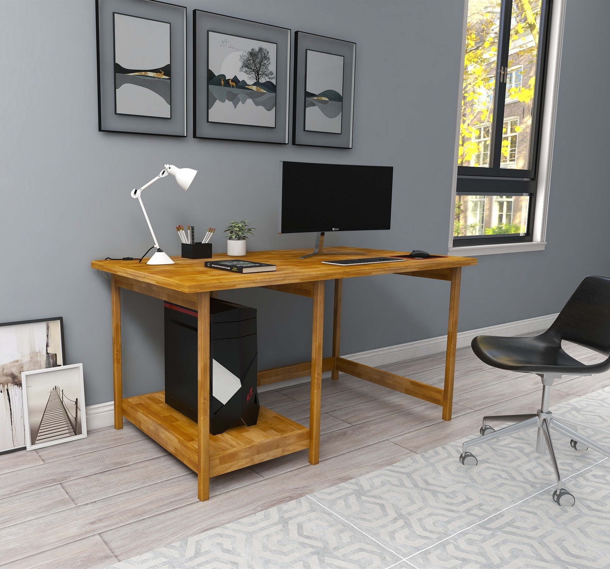 438597_0 Γραφείο Aria oak χρώμα ξύλο 120x55x75cm c438597 - Image 1