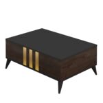 Τραπεζάκι σαλονιού Tricolore ανθρακί καρυδί χρώμα μελαμίνη 90x39x40cm c458151 - Image 4