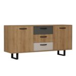 Μπουφέ Lida λευκό oak ανθρακί χρώμα μελαμίνη 160x42 3x75cm c458313 - Image 3