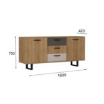 Μπουφέ Lida λευκό oak ανθρακί χρώμα μελαμίνη 160x42 3x75cm c458313 - Image 4