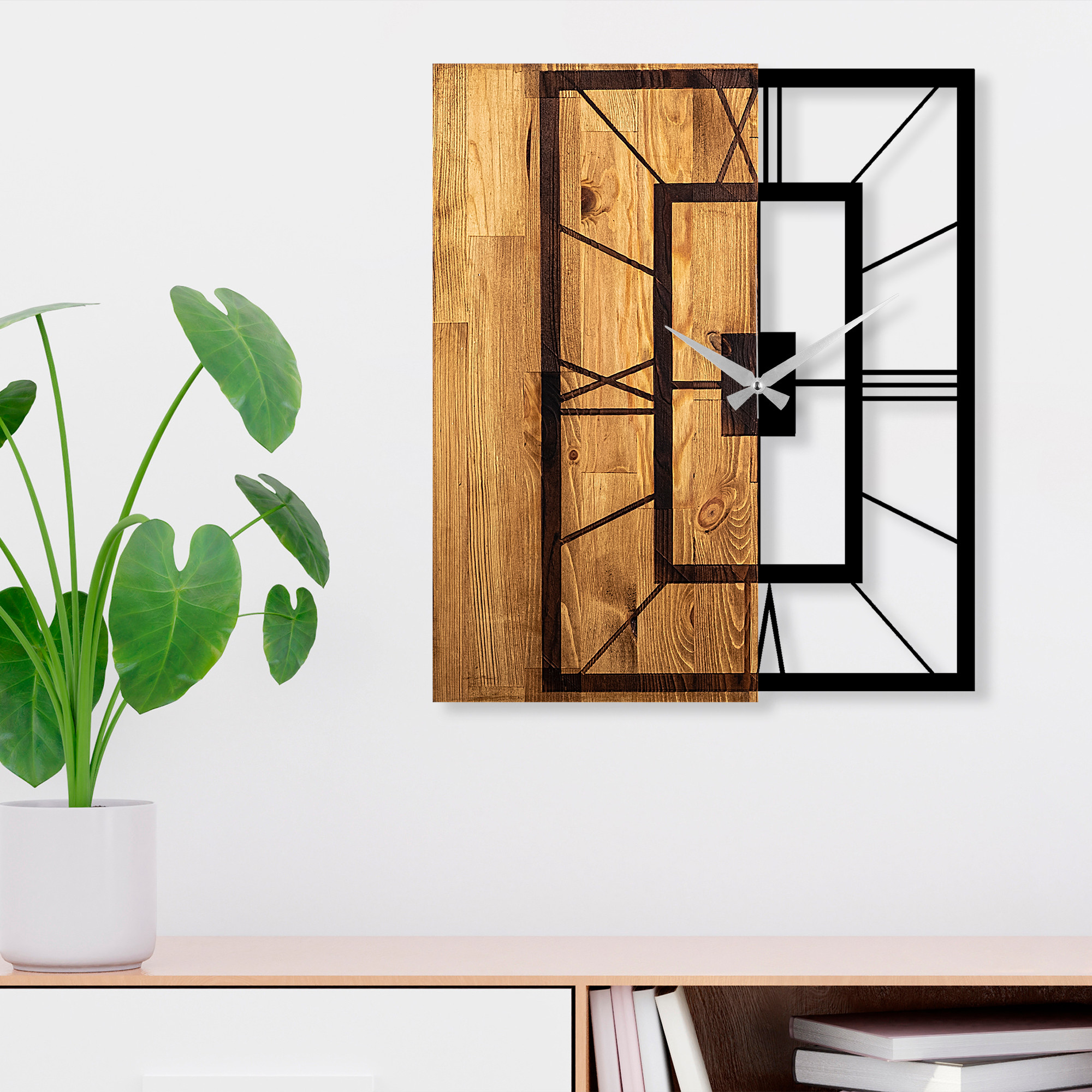 472046_0 Ρολόι τοίχου ξύλο και μέταλλο 49x3x58cm c472046 - Image 1